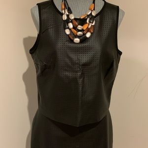 BR perforated faux leather crop top and skirt.